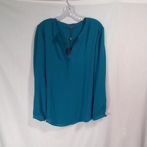 Adrianna Papell Teal Green V-neck Long Sleeve Top Size L NWT
